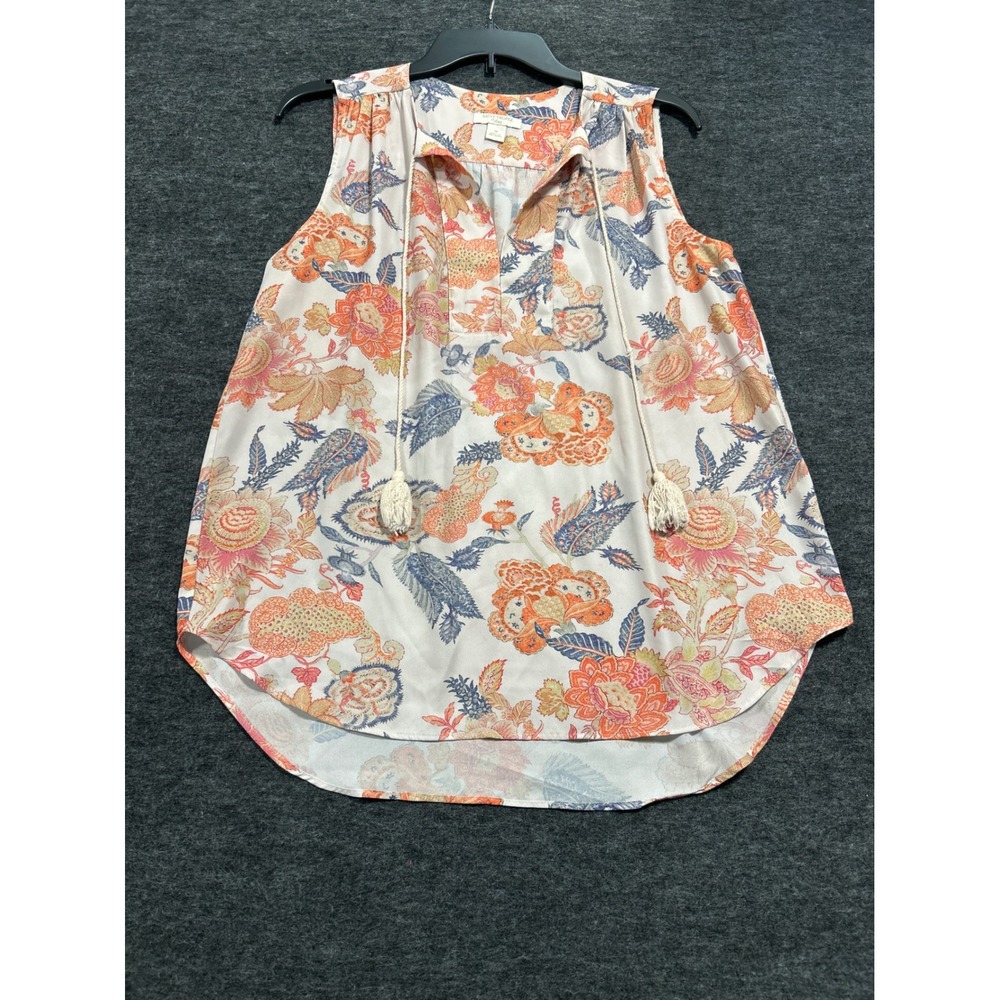 Saint Tropez West Blouse Womens Medium Multicolor Floral Tassels Boho